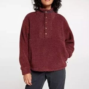 Fleece Pullover Women's 1/4 Size Large Snap Alpine Design Maroon